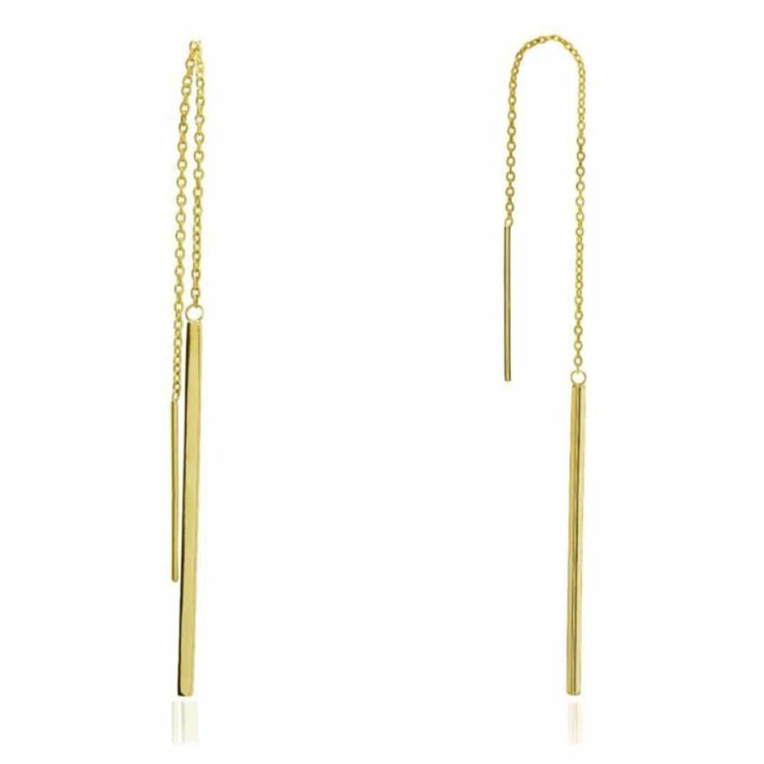 Earrings | Womens 9ct Yellow Gold Pull Through Bar Earrings 9ct Yellow Gold Earrings