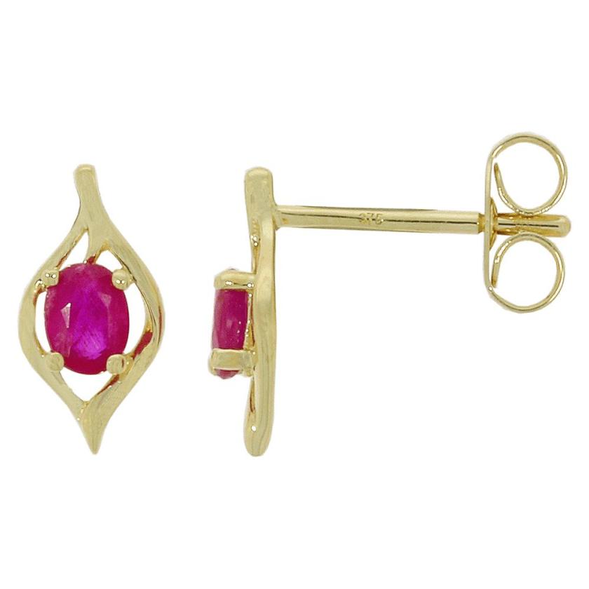 Earrings | Womens 9ct Yellow Gold Ruby Ear Studs 9ct Yellow Gold Earrings