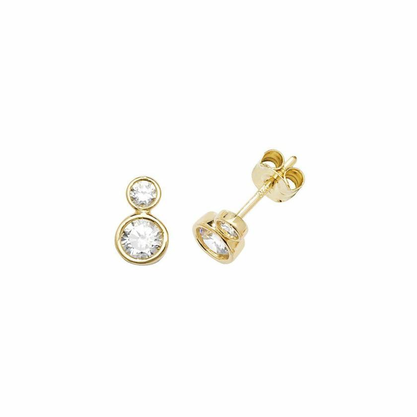 Earrings | Womens 9ct Yellow Gold Stone Set Circle Earrings 9ct Yellow Gold Earrings