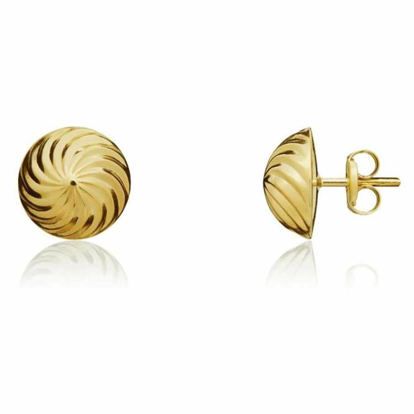 Earrings | Womens 9ct Yellow Gold Swirl Domed Ear Studs 9ct Yellow Gold Earrings