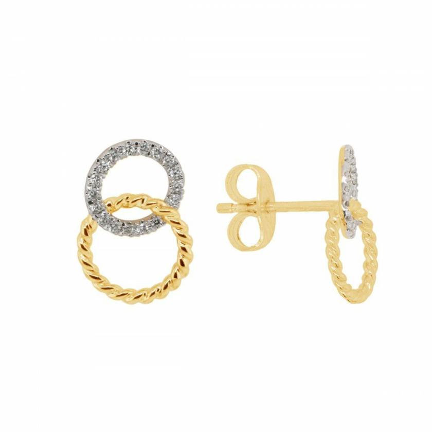 Earrings | Womens 9ct Yellow & White Gold Diamond Rope Earrings 9ct Yellow Gold Earrings