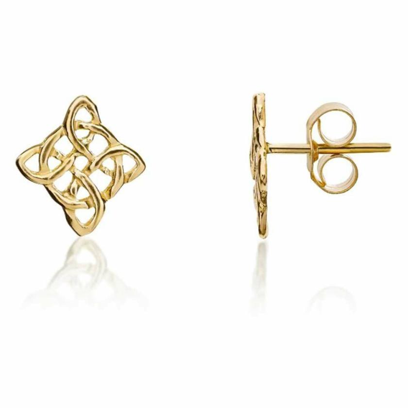 Earrings | Womens 9ct Yelow Gold Celtic Style Earring Studs 9ct Yellow Gold Earrings