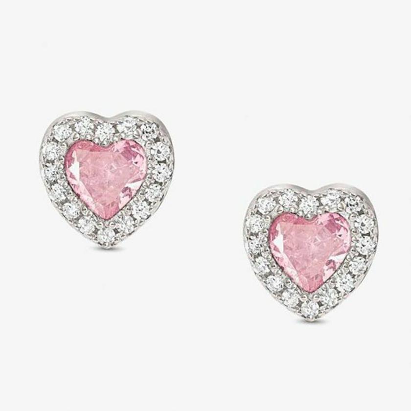 Earrings | Womens ALL MY LOVE Pink Stone Heart Studs Earrings Earrings