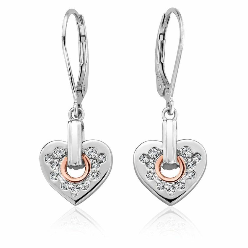 Earrings | Womens Cariad Sparkle Heart Earrings 9ct Rose Gold Earrings