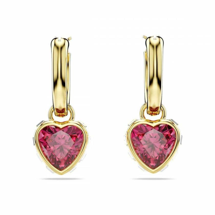 Earrings | Womens Chroma Red Heart Gold Toned Drop Earrings Earrings Earrings