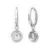 Earrings | Womens Constella Round Cut Rhodium Plated Drop Hoop Earrings Crystal Jewellery Earrings