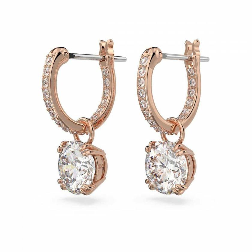 Earrings | Womens Constella Round Cut Rose Gold Toned Drop Earrings Crystal Jewellery Earrings