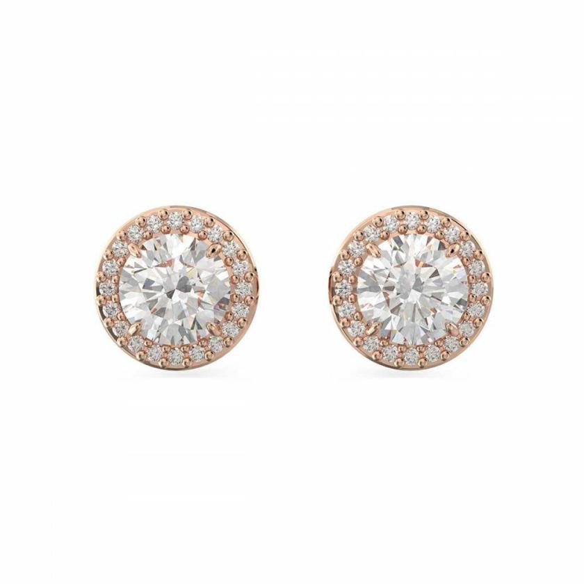 Earrings | Womens Constella Round Cut Rose Gold Toned Halo Stud Earrings Crystal Jewellery Earrings