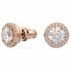 Earrings | Womens Constella Round Cut Rose Gold Toned Halo Stud Earrings Crystal Jewellery Earrings