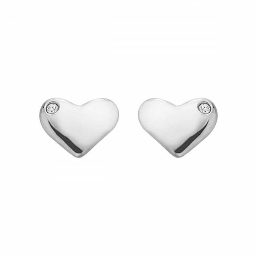 Earrings | Womens Desire Ladies Stone Set Silver Heart Stud Earrings Earrings Earrings