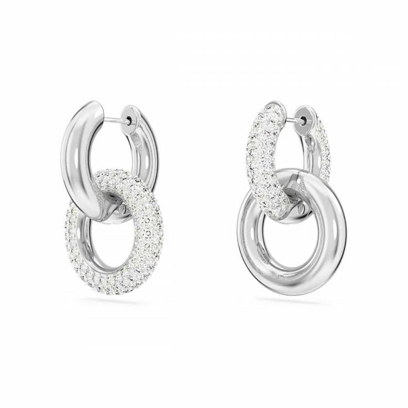 Earrings | Womens Dextera Asymmetrical Interlocking Loop Rhodium Plated Hoop Earrings Earrings Earrings