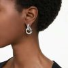 Earrings | Womens Dextera Asymmetrical Interlocking Loop Rhodium Plated Hoop Earrings Earrings Earrings