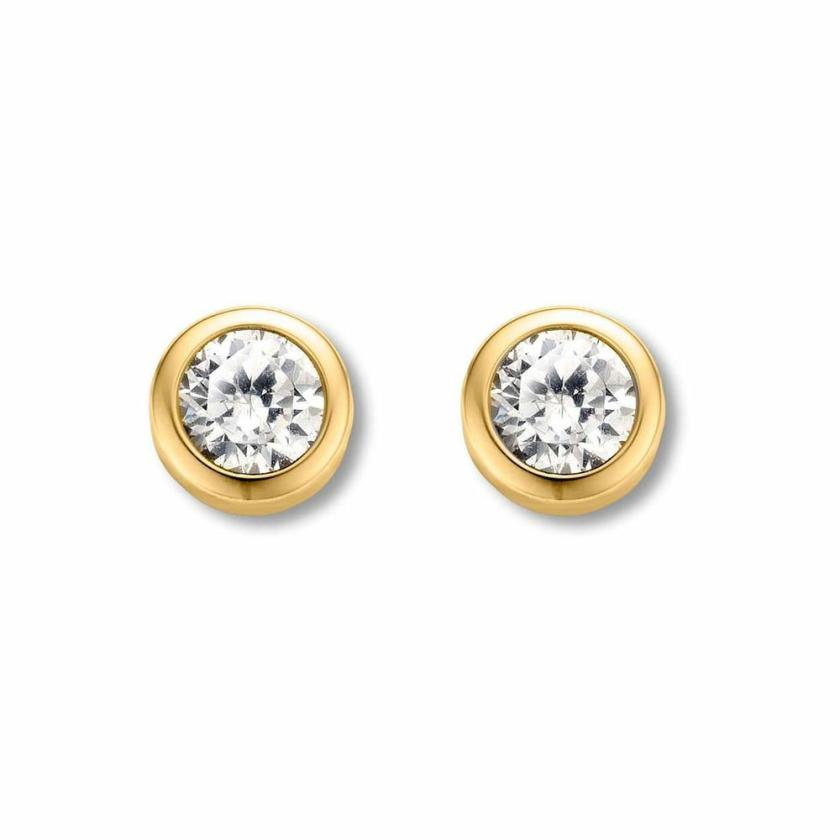 Earrings | Womens Gold Plated CZ Button Studs Earrings Earrings