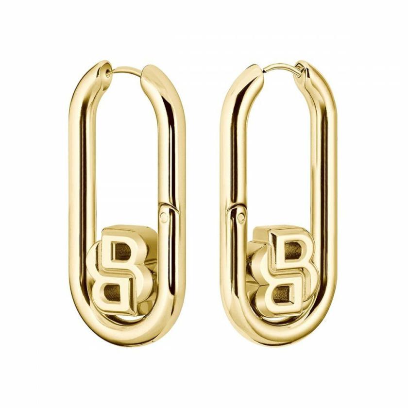 Earrings | Womens Ladies Double B Swing Gold Plated Hooped Earrings Earrings Earrings