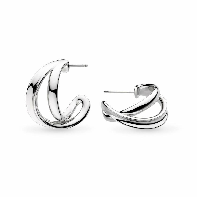 Earrings | Womens Ladies Serenity Rhodium Plated Crossover Hoop Earrings Earrings Earrings