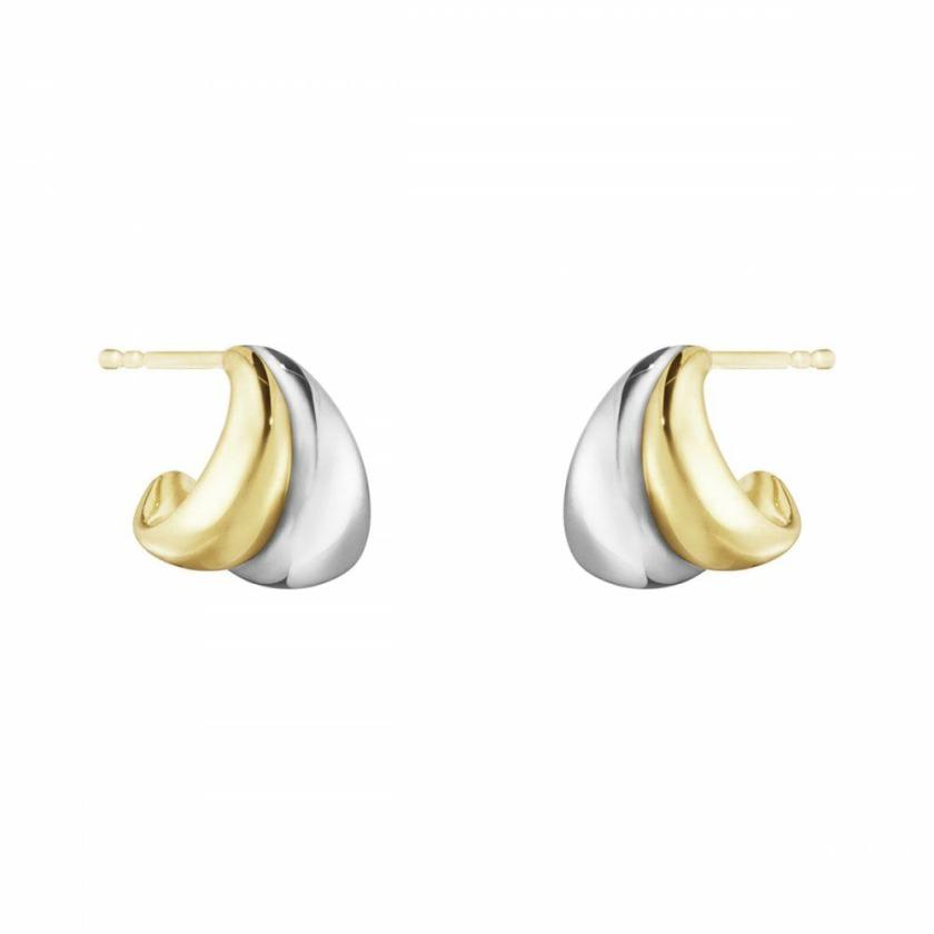 Earrings | Womens Ladies Silver & 18ct Gold Curve Earrings 18ct Yellow Gold Earrings