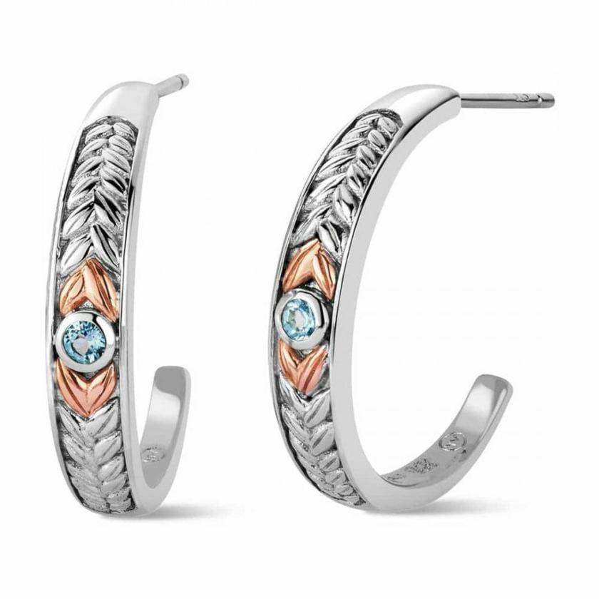 Earrings | Womens Lilibet Silver & Blue Topaz Earring Hoops 9ct Rose Gold Earrings