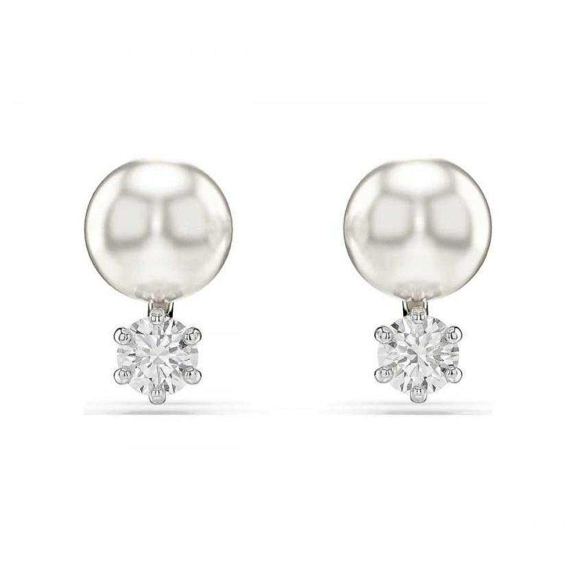 Earrings | Womens Matrix Round Cut Crystal Pearl Rhodium Plated Stud Earrings Earrings Earrings