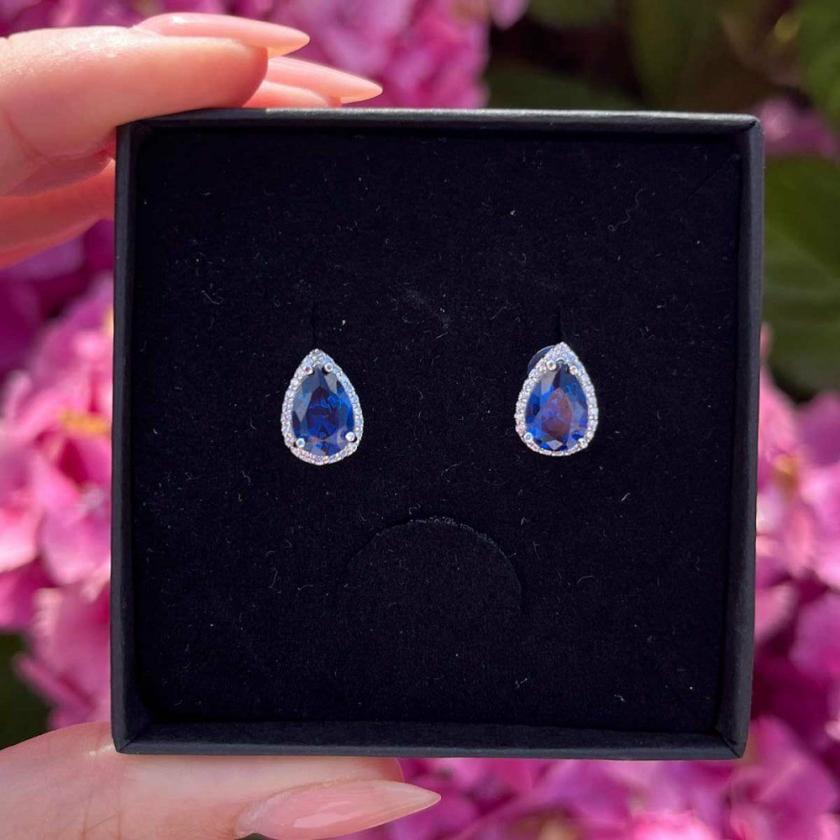 Earrings | Womens Silver & Blue Pear Stone Set Earring Studs Earrings Earrings