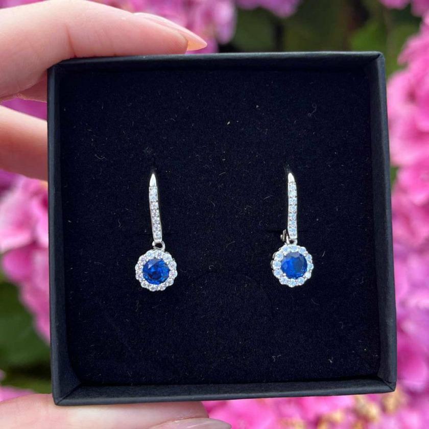 Earrings | Womens Silver & Blue Stone Earring Drops Earrings Earrings