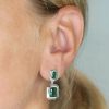 Earrings | Womens Silver Double Green Stone Drop Earrings Earrings Earrings