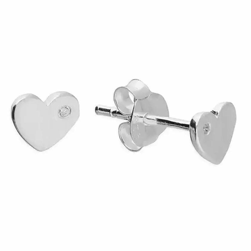 Earrings | Womens Sterling Silver Single Stone Heart Earrings Earrings Earrings