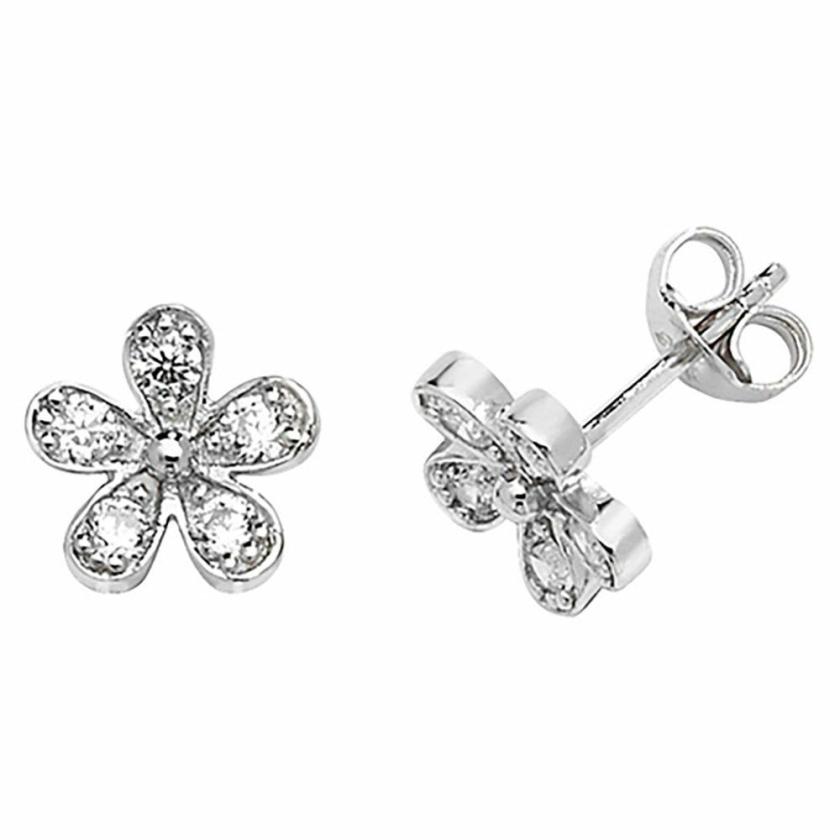 Earrings | Womens Sterling Silver Stone Set Flower Earrings Earrings Earrings