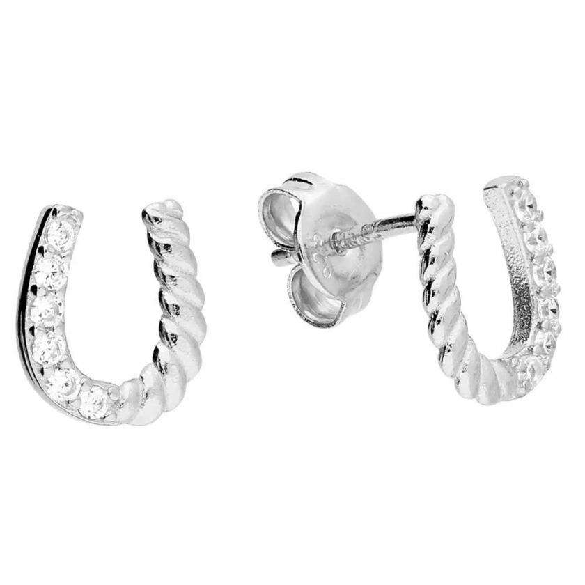 Earrings | Womens Sterling Silver Stone Set Horseshoe Earrings Earrings Earrings