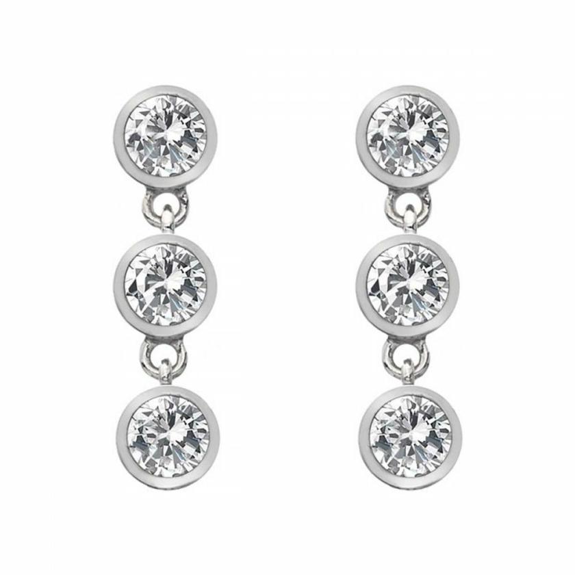 Earrings | Womens Tender White Topaz Triple Stone Earrings Earrings Earrings