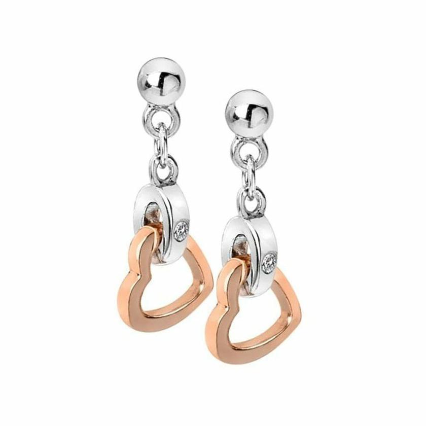 Earrings | Womens Trio Two Tone Rose Gold Plated Trio Heart Earrings Earrings Earrings