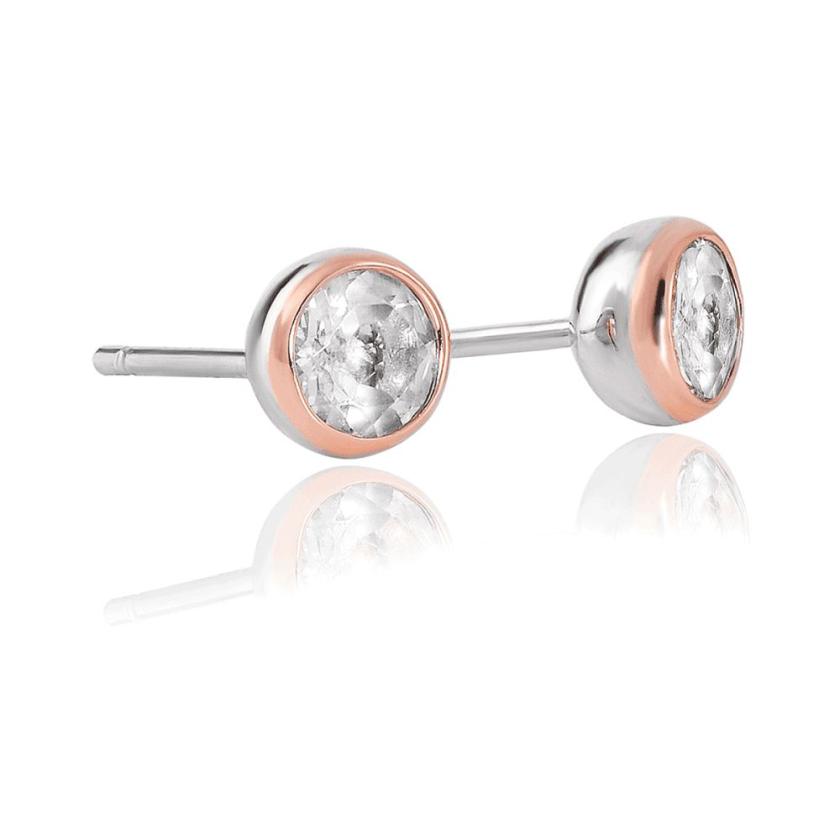 Earrings | Womens White Topaz Celebration Earrings 9ct Rose Gold Earrings