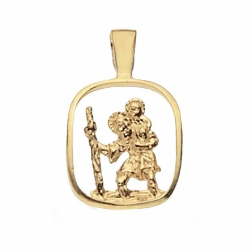 Necklaces & Pendants | Mens 9ct Gold (1.7cm) Cut Out St Christopher Pendant 9ct Yellow Gold Mens