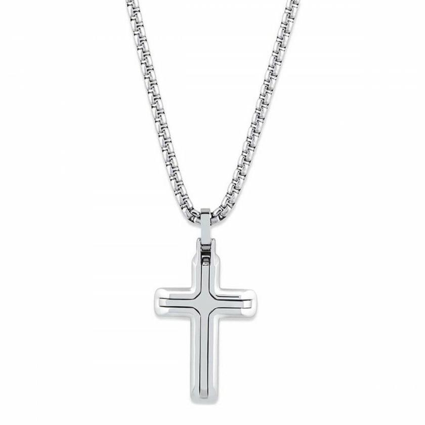 Necklaces & Pendants | Mens Black Detailed Stainless Steel Cross Necklace Jewellery Type Mens