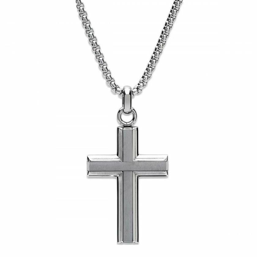 Necklaces & Pendants | Mens Gents Matte Polished Stainless Steel Cross Necklace Jewellery Type Mens