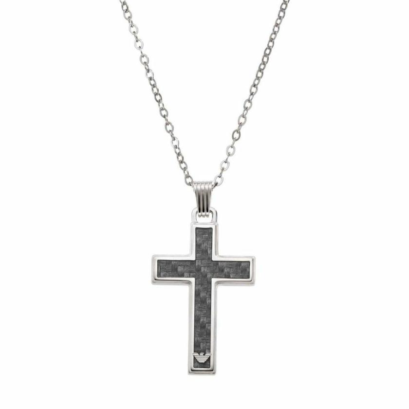 Necklaces & Pendants | Mens Mens Stainless Steel Carbon Fibre Cross Necklace Jewellery Type Mens