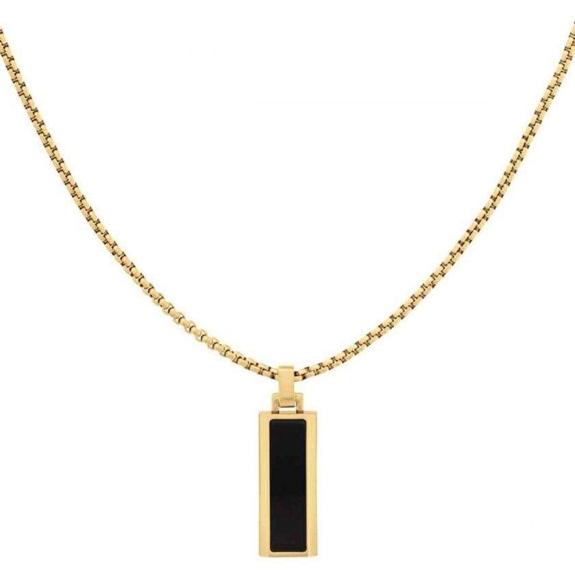 Necklaces & Pendants | Mens Semi-Precious Onyx Stone Set Gold Plated Necklace Jewellery Type Mens