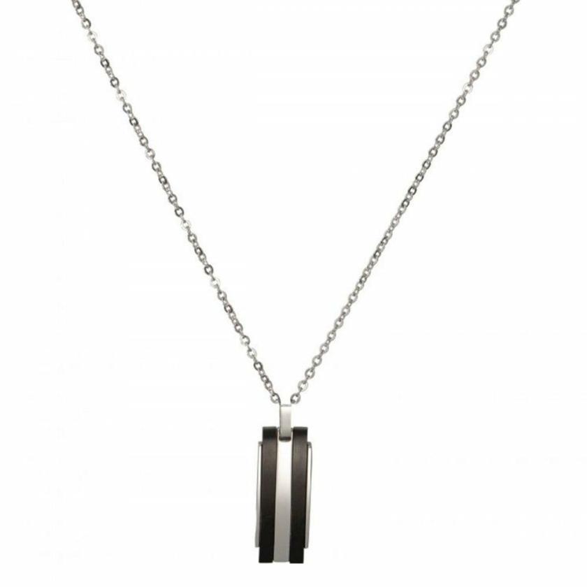 Necklaces & Pendants | Mens Stainless Steel Striped Black IP Plated Necklace Jewellery Type Mens