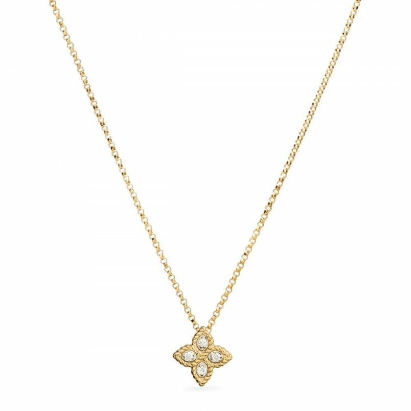 Necklaces & Pendants | Womens 18ct Gold Diamond Princess Flower Necklace 18ct Yellow Gold Necklaces & Pendants