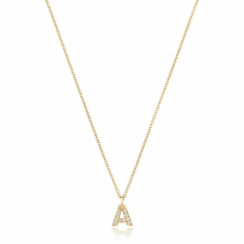 Necklaces & Pendants | Womens 18ct Gold Diamond Set Initial Necklace 18ct Yellow Gold Necklaces & Pendants