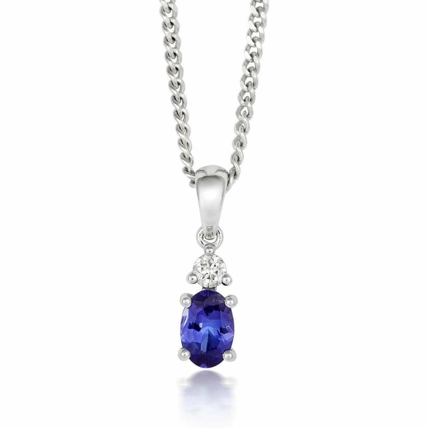 Necklaces & Pendants | Womens 18ct White Gold Diamond & Tanzanite Necklace 18ct White Gold Necklaces & Pendants