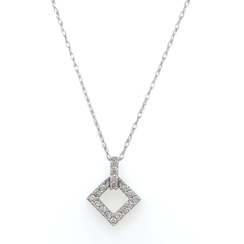 Necklaces & Pendants | Womens 18ct White Gold Open Diamond Pendant On Chain 18ct White Gold Necklaces & Pendants