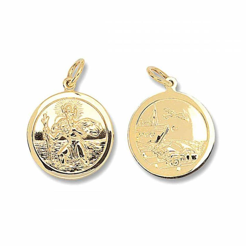 Necklaces & Pendants | Womens 9ct Gold (2.3cm) Double Sided St Christopher Pendant 9ct Yellow Gold Necklaces & Pendants