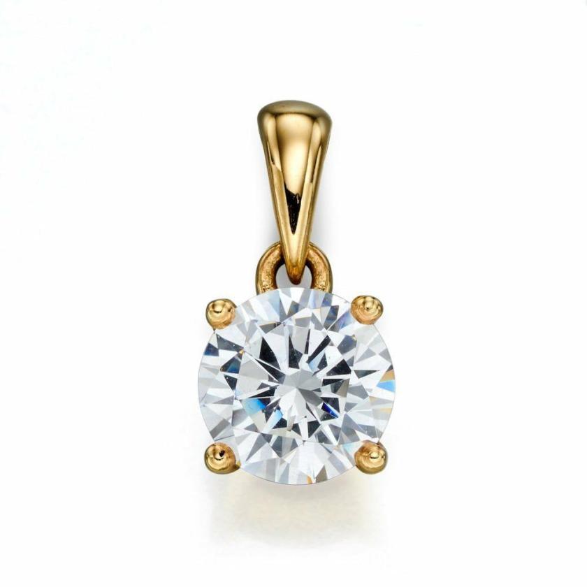 Necklaces & Pendants | Womens 9ct Gold April Birthstone Pendant – Cubic Zirconia 9ct Yellow Gold Necklaces & Pendants