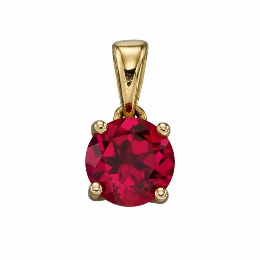 Necklaces & Pendants | Womens 9ct Gold July Birthstone Pendant – Created Ruby 9ct Yellow Gold Necklaces & Pendants