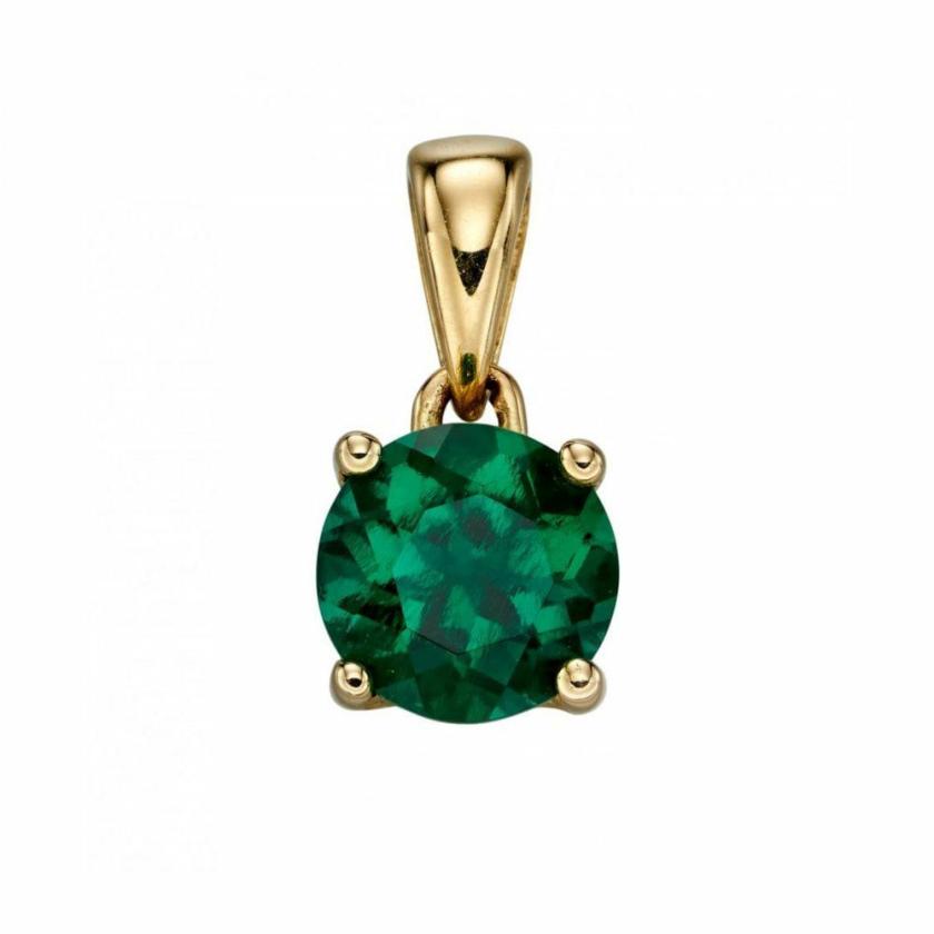 Necklaces & Pendants | Womens 9ct Gold May Birthstone Pendant – Created Emerald 9ct Yellow Gold Necklaces & Pendants