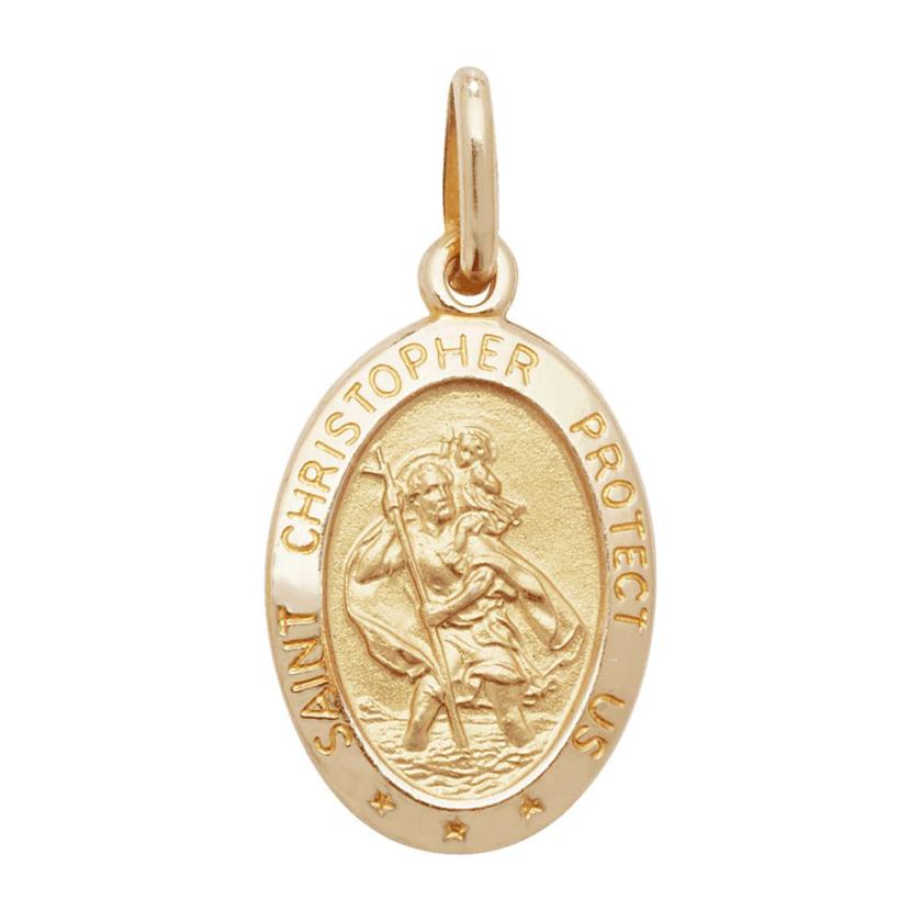 Necklaces & Pendants | Womens 9ct Gold Oval (1.2cm) St Christopher Pendant 9ct Yellow Gold Necklaces & Pendants