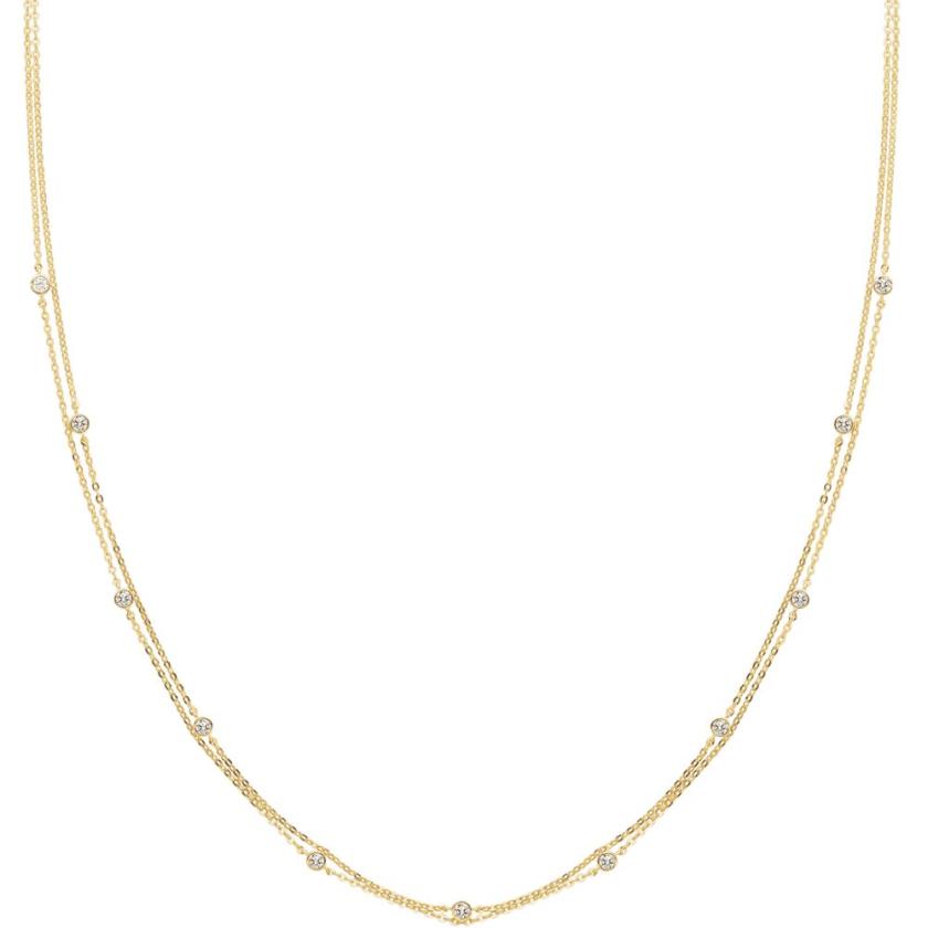 Necklaces & Pendants | Womens 9ct Gold Stone Set Double Chain Necklace 9ct Yellow Gold Necklaces & Pendants