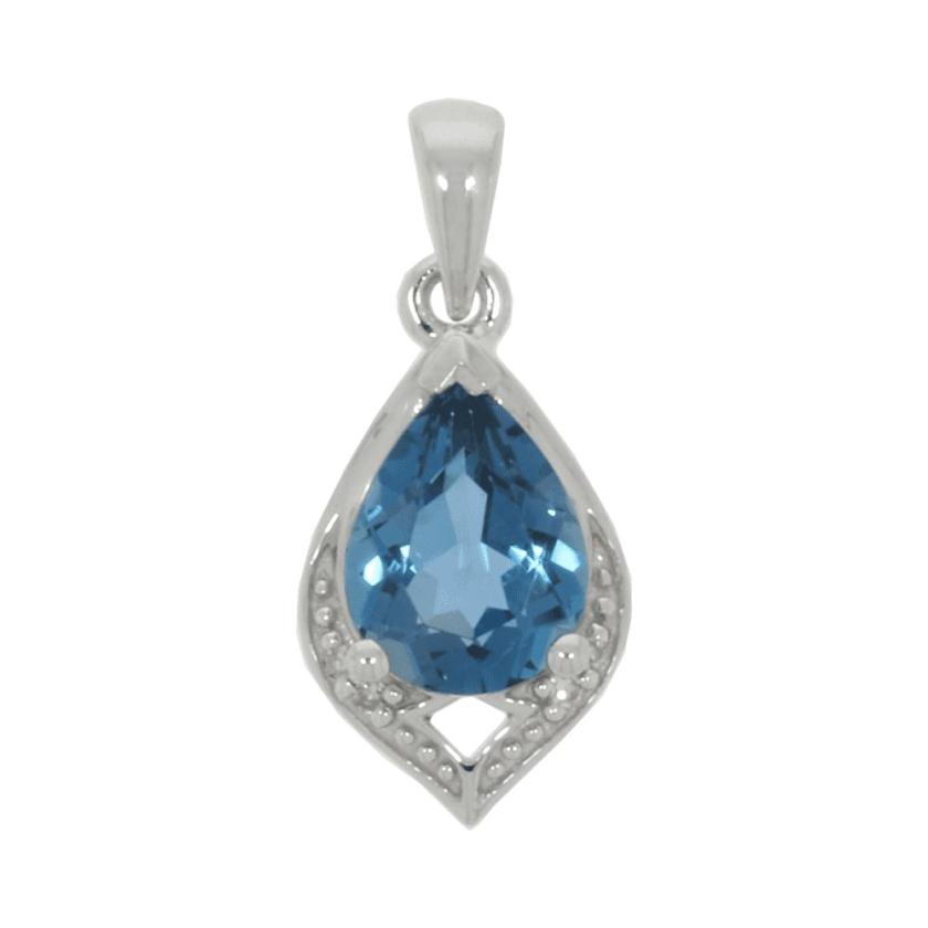 Necklaces & Pendants | Womens 9ct White Gold Blue Topaz Pendant 9ct White Gold Necklaces & Pendants