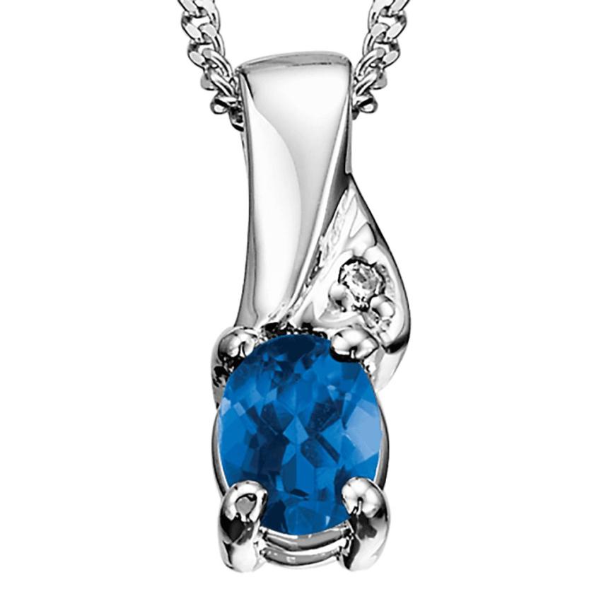 Necklaces & Pendants | Womens 9ct White Gold Diamond and Sapphire Pendant 9ct White Gold Necklaces & Pendants