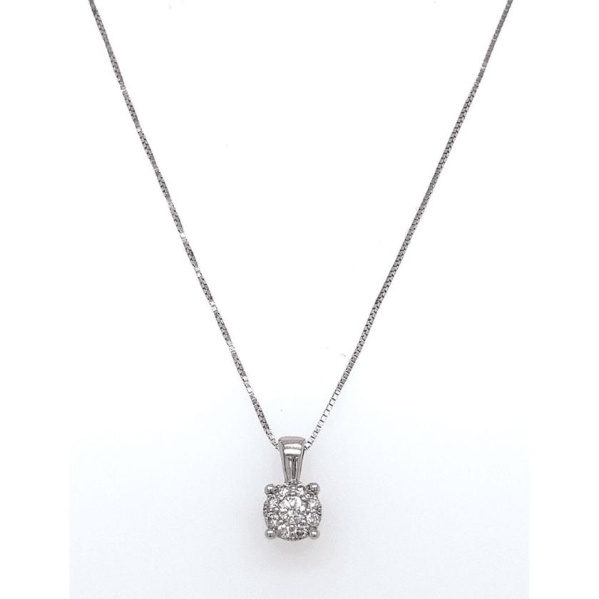 Necklaces & Pendants | Womens 9ct White Gold Diamond Cluster Necklace 9ct White Gold Necklaces & Pendants